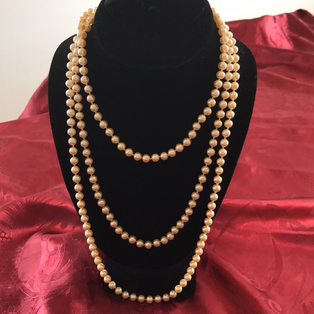 Vintage Les Bernard Designer glass pearl necklace. Hand knotted - Picture 2 of 3